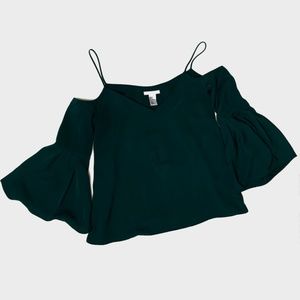 H&M • Open-shoulder Blouse ~ Dark green